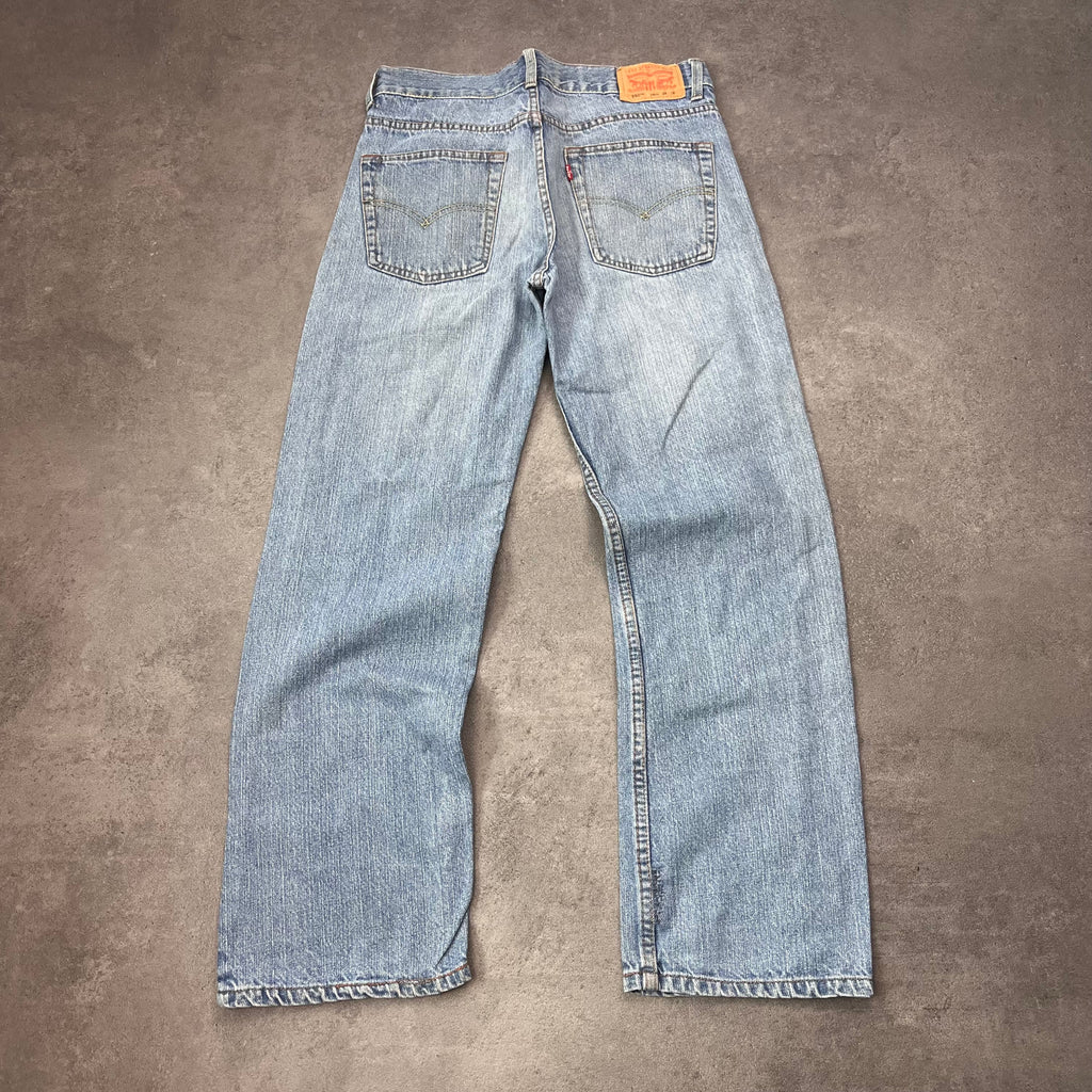 Vintage Japan Style Bootcut Jeans Damen Dunkelblau mit bunter Stickerei – S