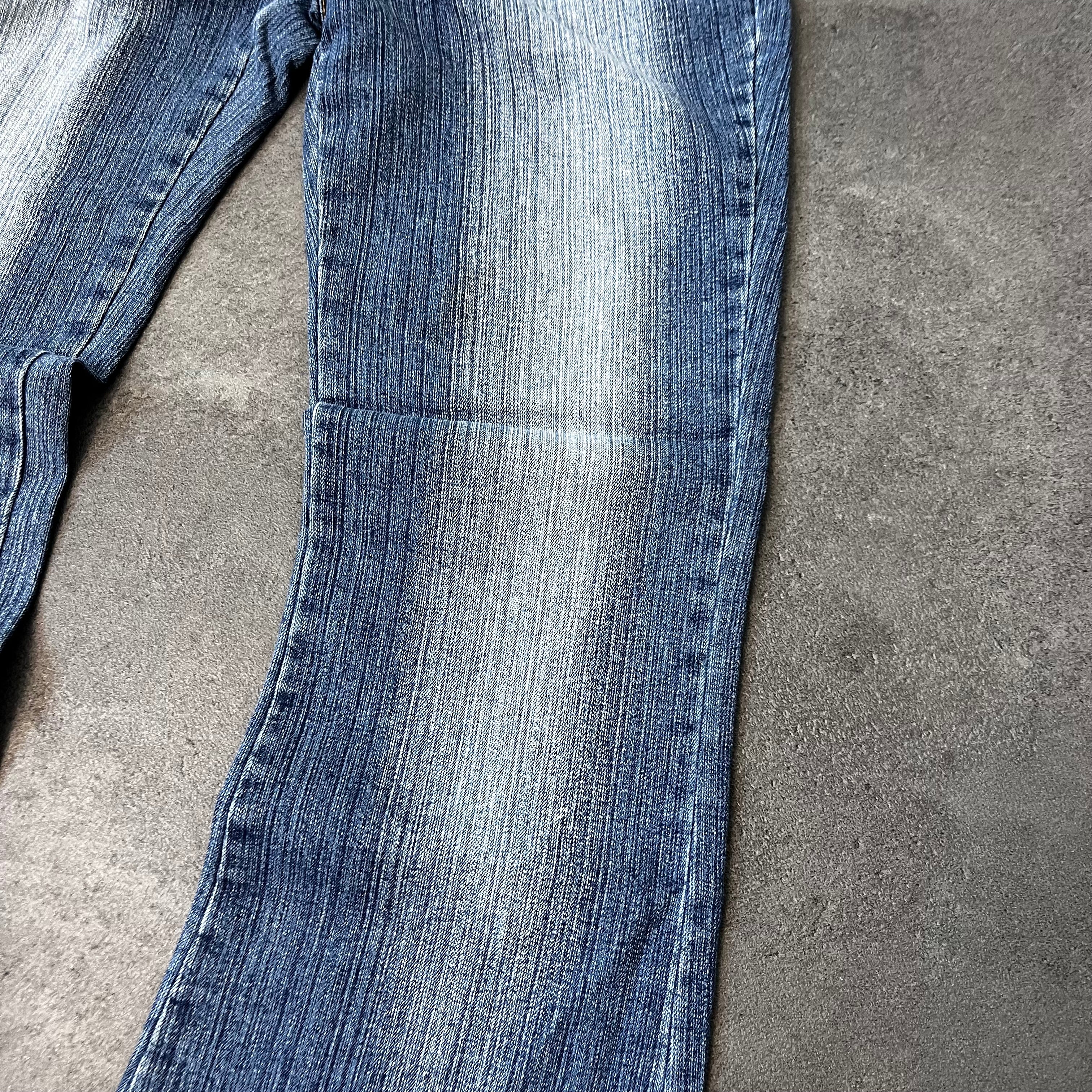 Vintage Japan Style Bootcut Jeans Damen Mittelblau mit Stickerei – S