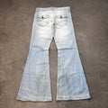 Vintage Y2K Flare Jeans Damen Hellblau Washed mit Stickerei – S