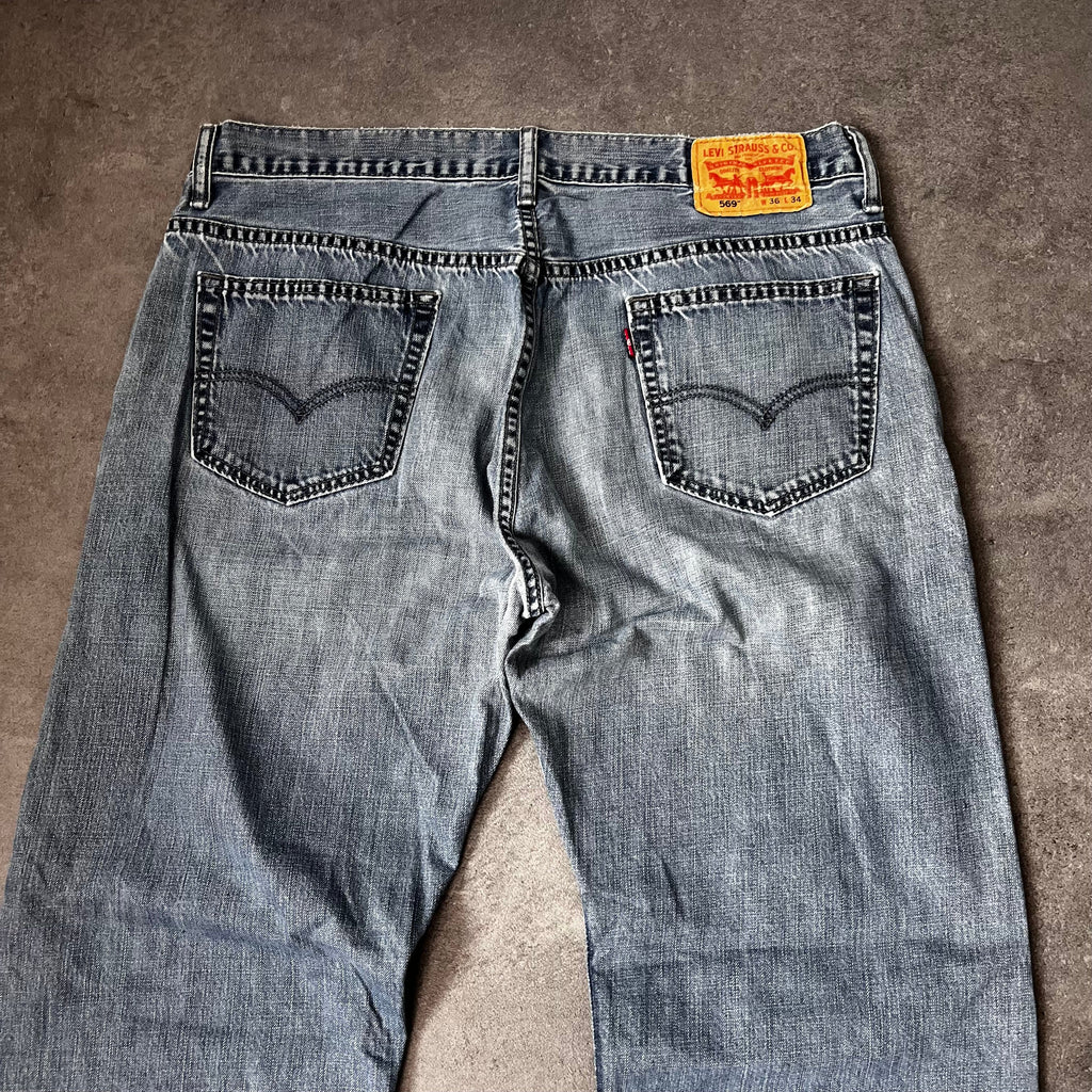 Vintage Levi's 569 Loose Straight Jeans Herren Graublau – W36 L34