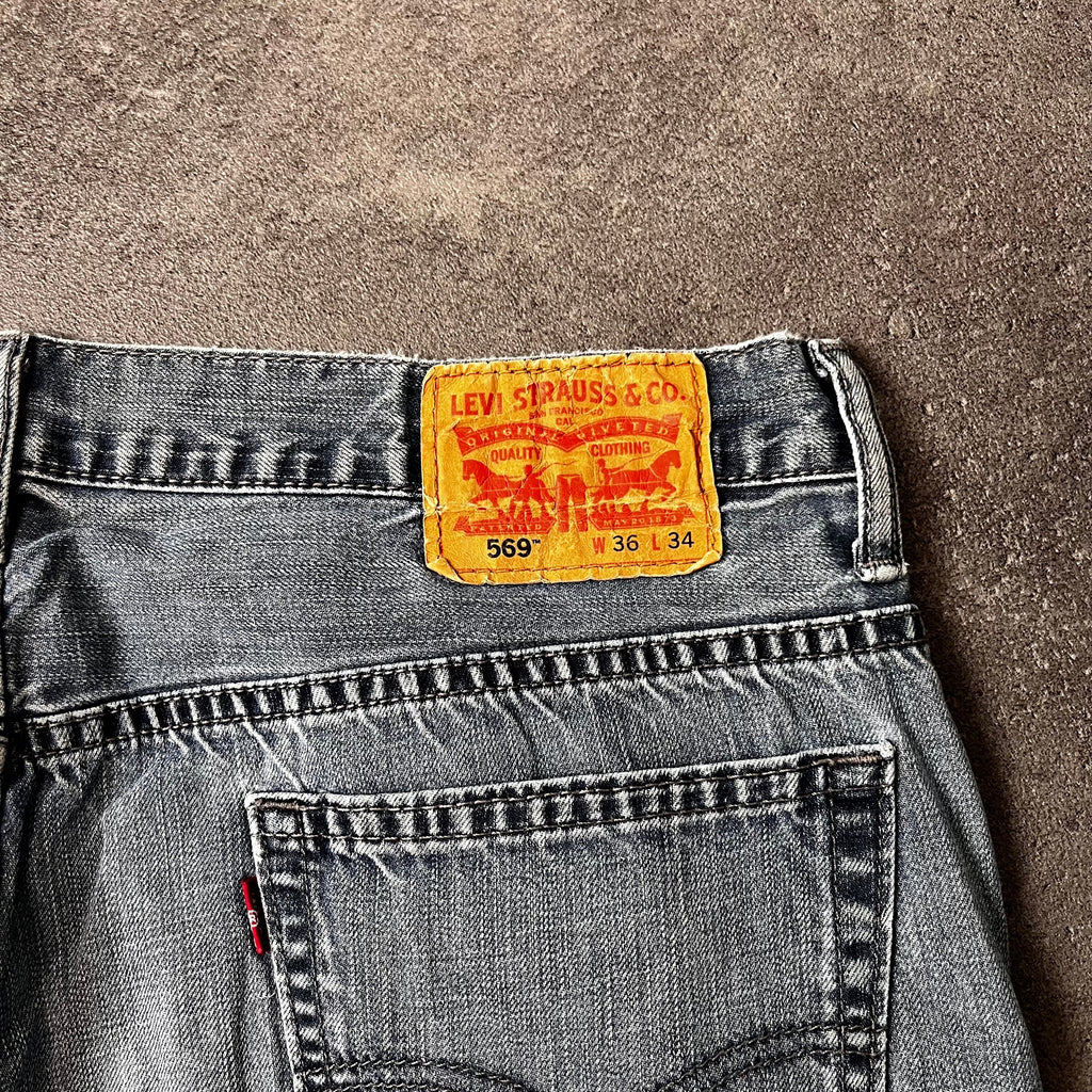 Vintage Levi's 569 Loose Straight Jeans Herren Graublau – W36 L34