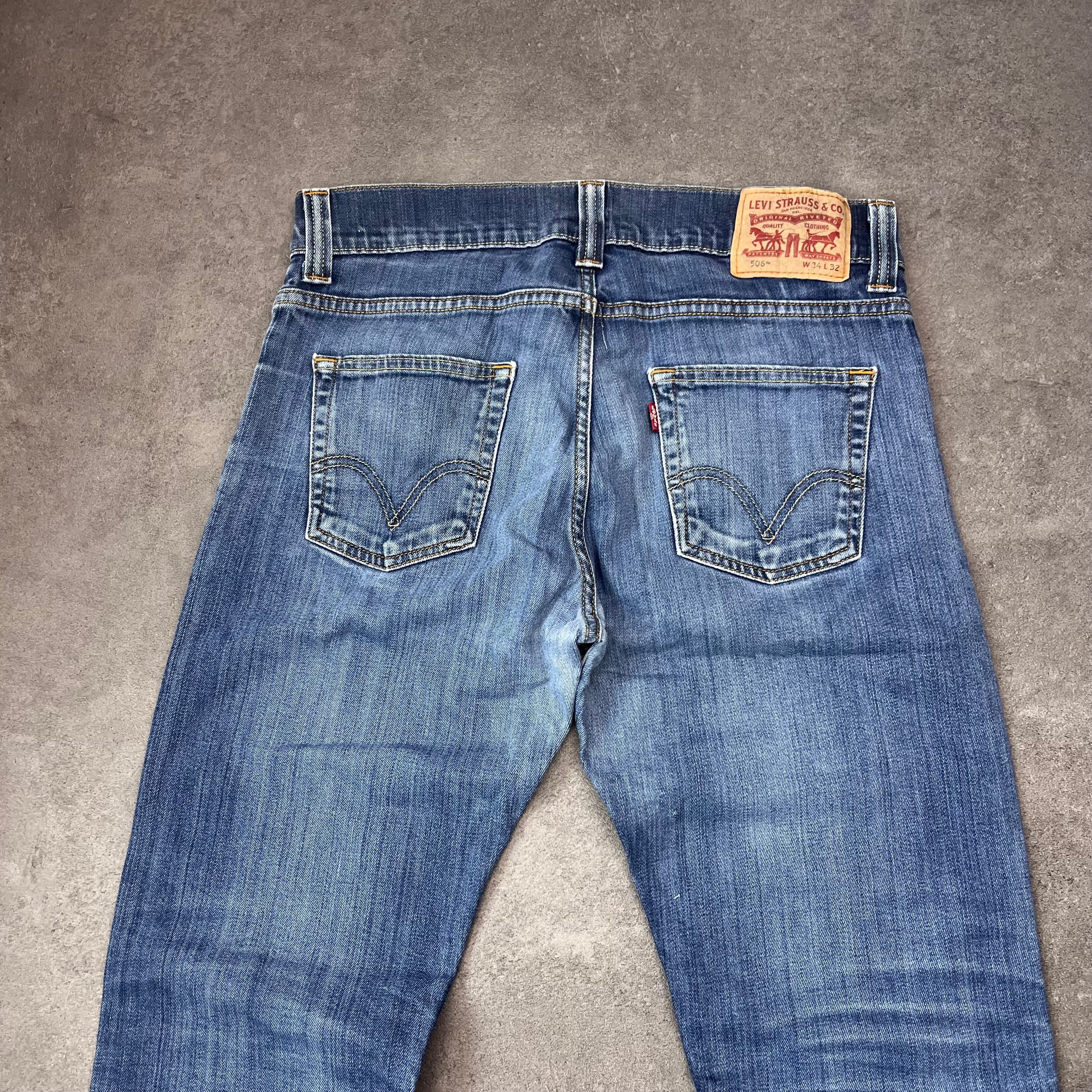 Vintage Levi's 506 Straight Jeans Herren Mittelblau – W34 L32