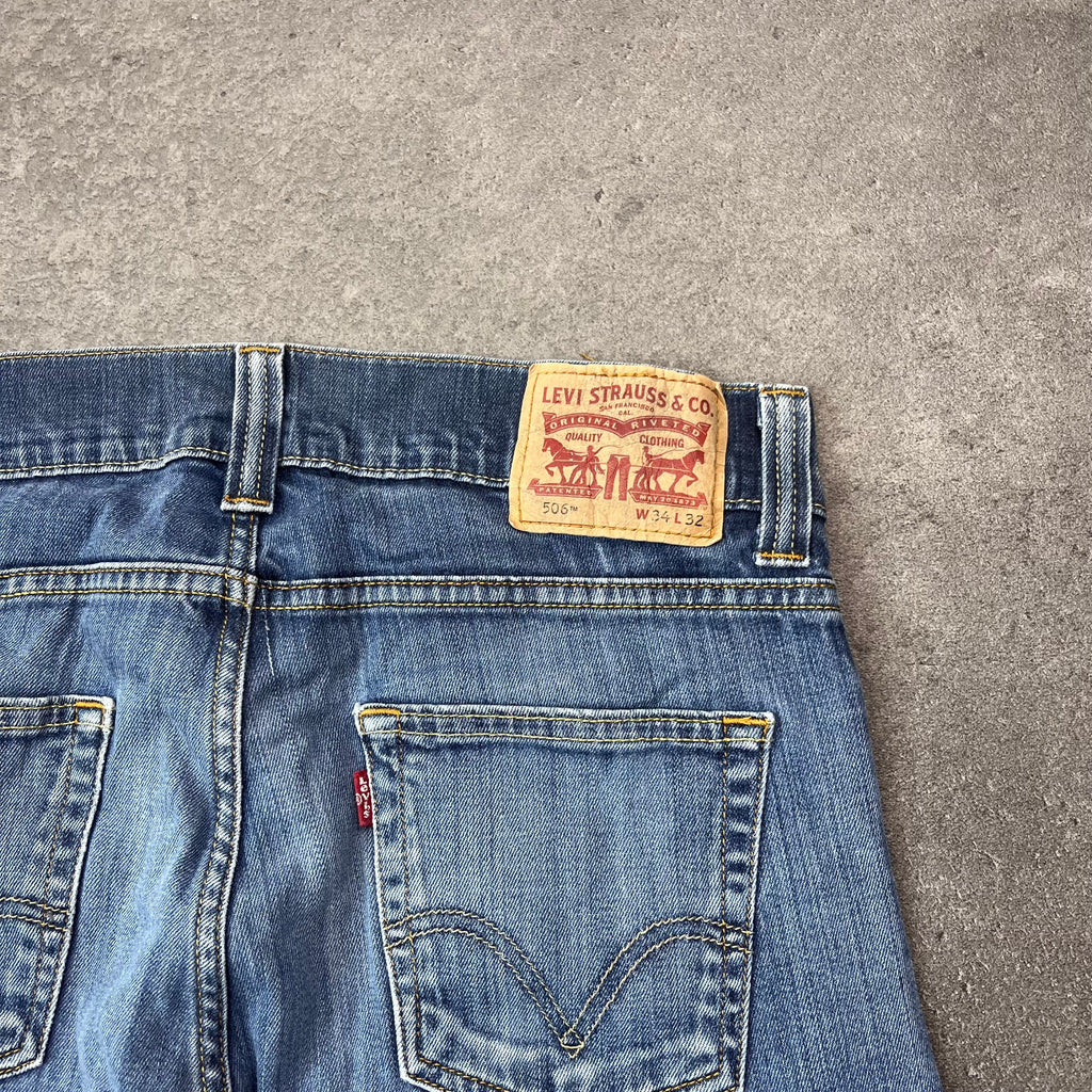 Vintage Levi's 506 Straight Jeans Herren Mittelblau – W34 L32