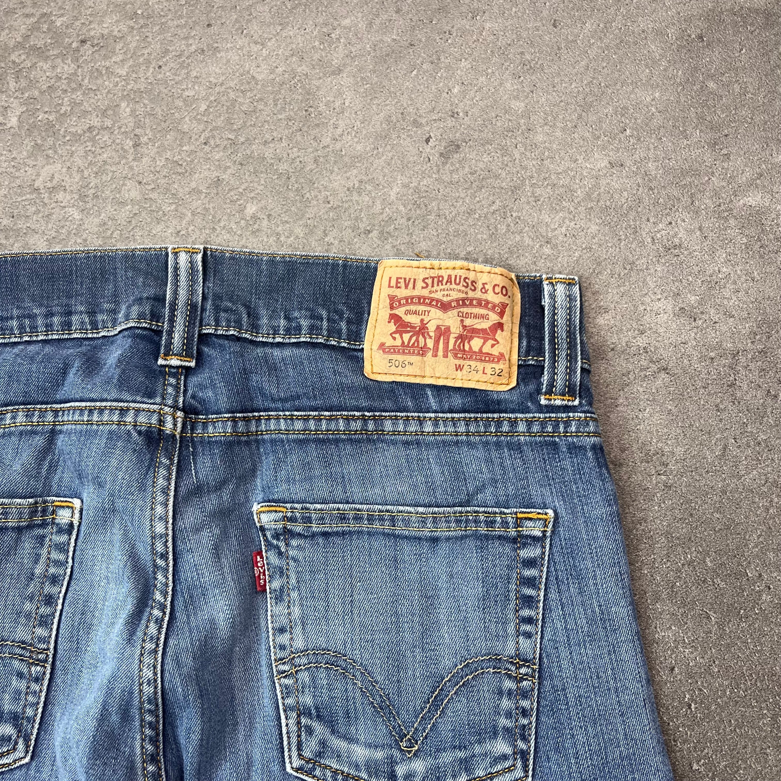 Vintage Levi's 506 Straight Jeans Herren Mittelblau – W34 L32